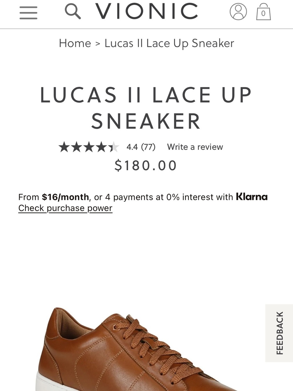 Vionic Brown Leather Low-Top Sneakers with White Sole - Picture 6 of 6